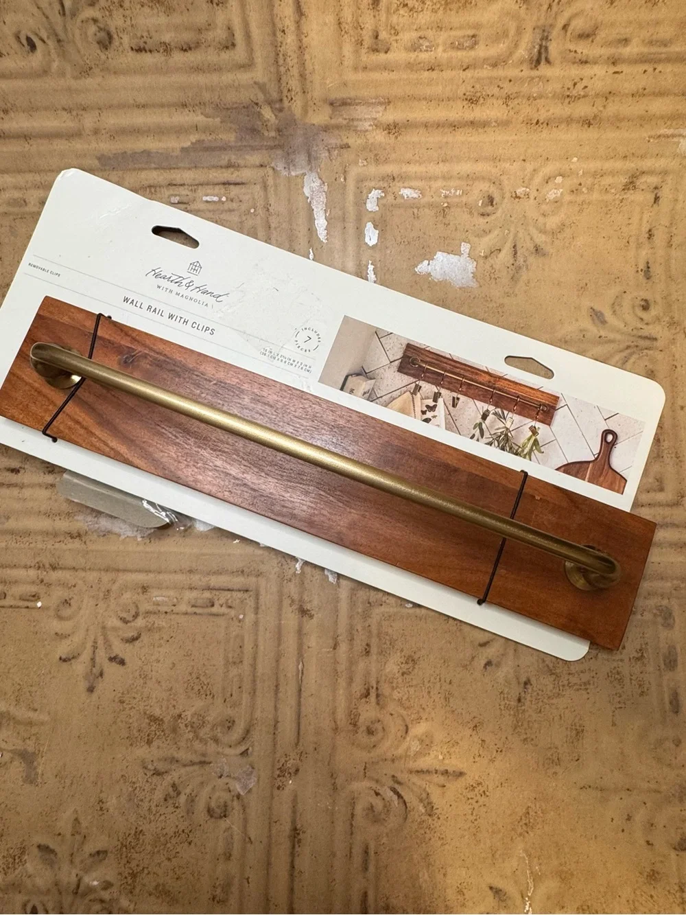 Hearth & Hand Brass Clip Rail on Wood
